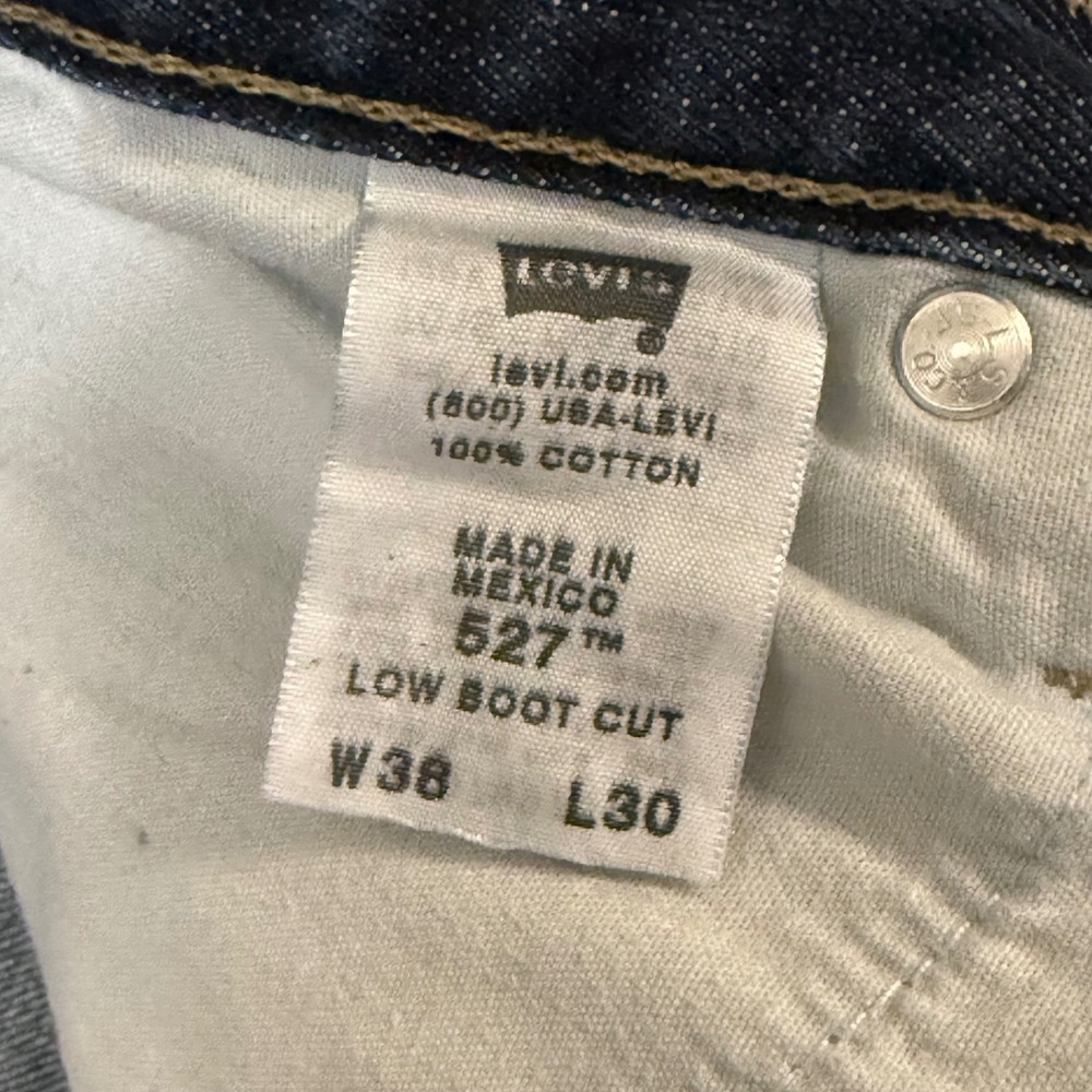 Levis 527 Mens Low Boot Cut Jeans Dark Wash Denim W38‎ L30 - Picture 10 of 16